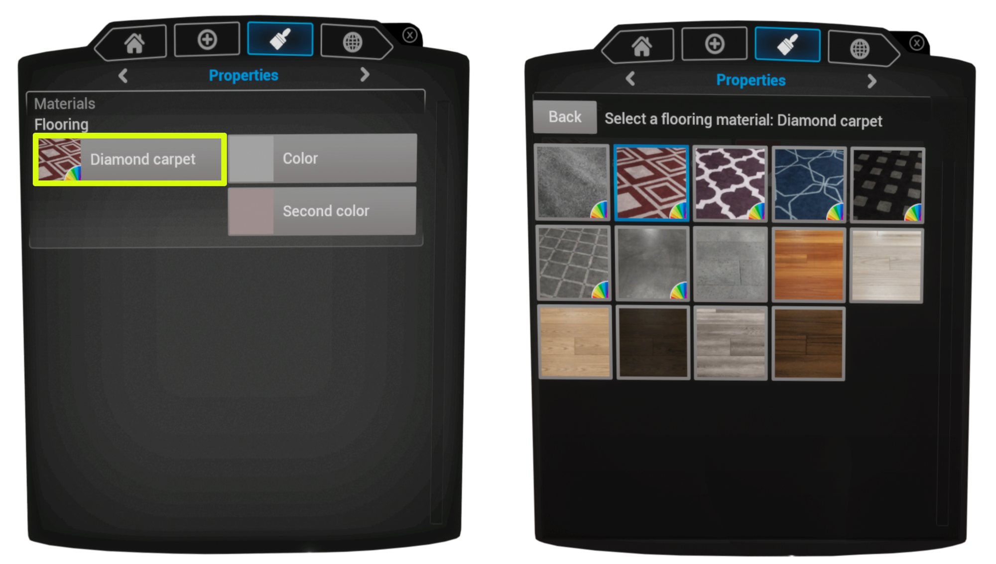 Example of Flooring Object Material Selection