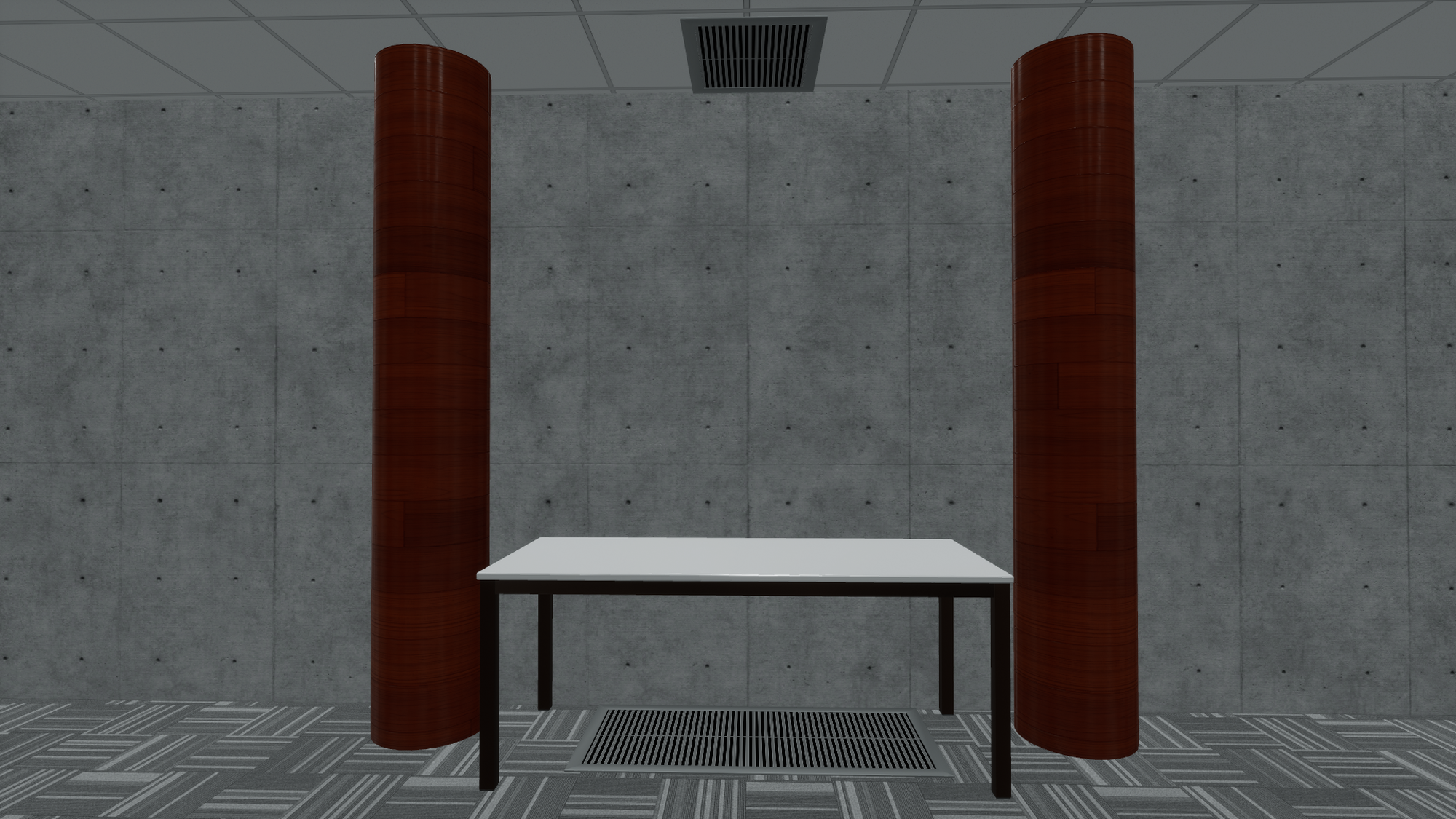 rounded column, generic table, HVAC vent