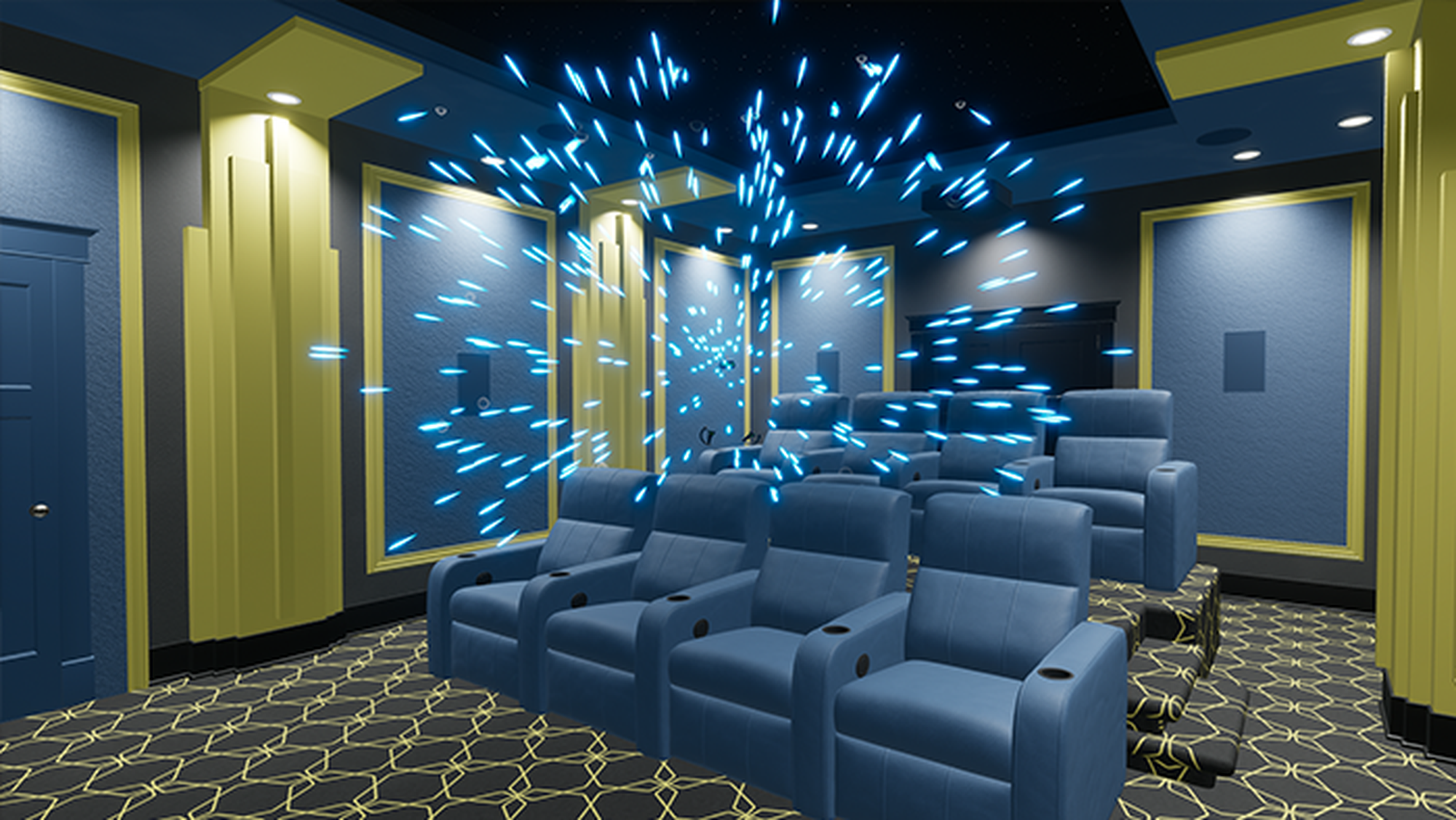 A user firing a burst -- ROOM DESIGNED BY TYM SMART HOMES & HOME THEATERS